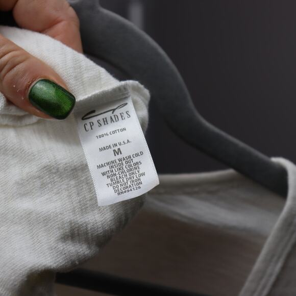 CP Shades 100% Cotton Long Sleeve Slub Tee Off White Size M Made in USA - Picture 4 of 4